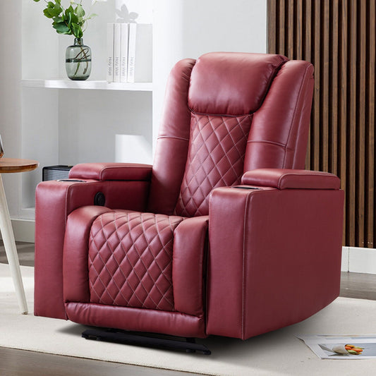 Fauteuil inclinable électrique en cuir synthétique pour home cinéma avec porte-gobelet et port USB