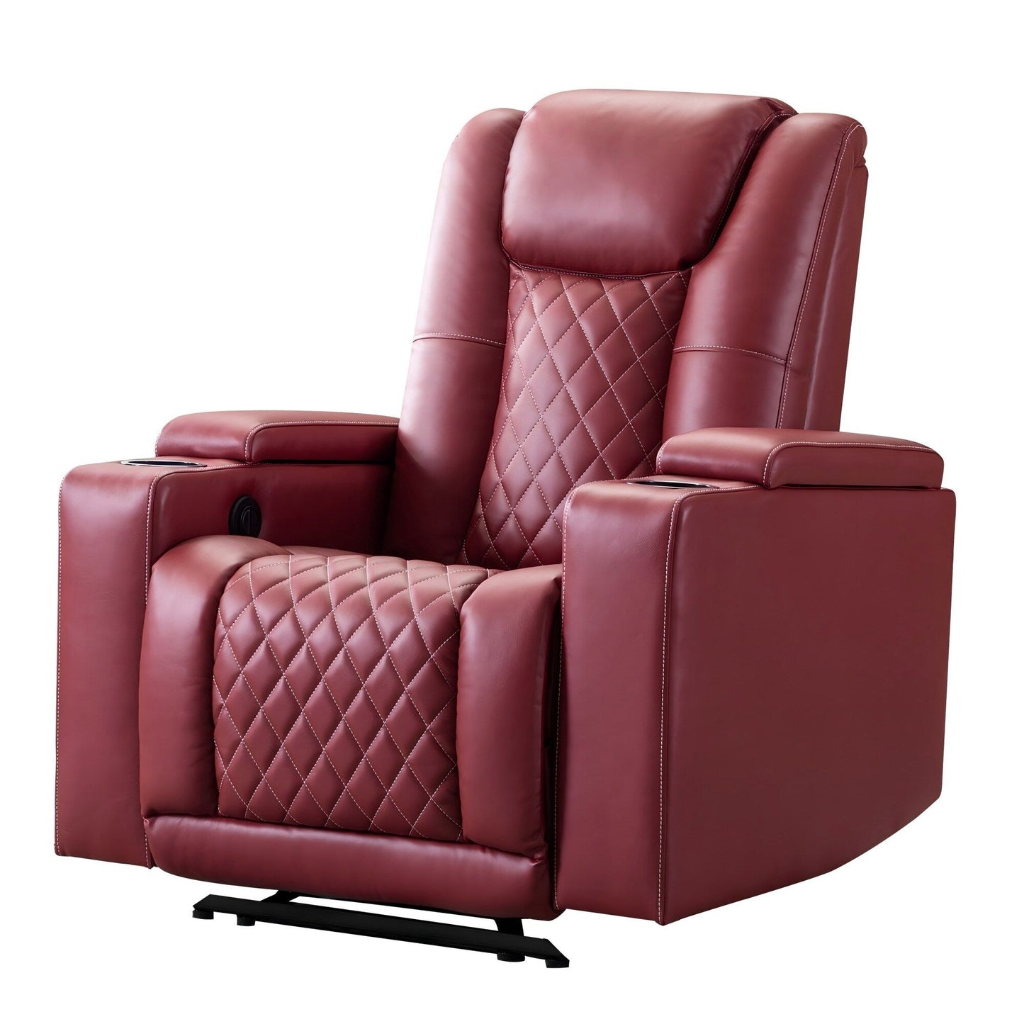 Fauteuil inclinable électrique en cuir synthétique pour home cinéma avec porte-gobelet et port USB