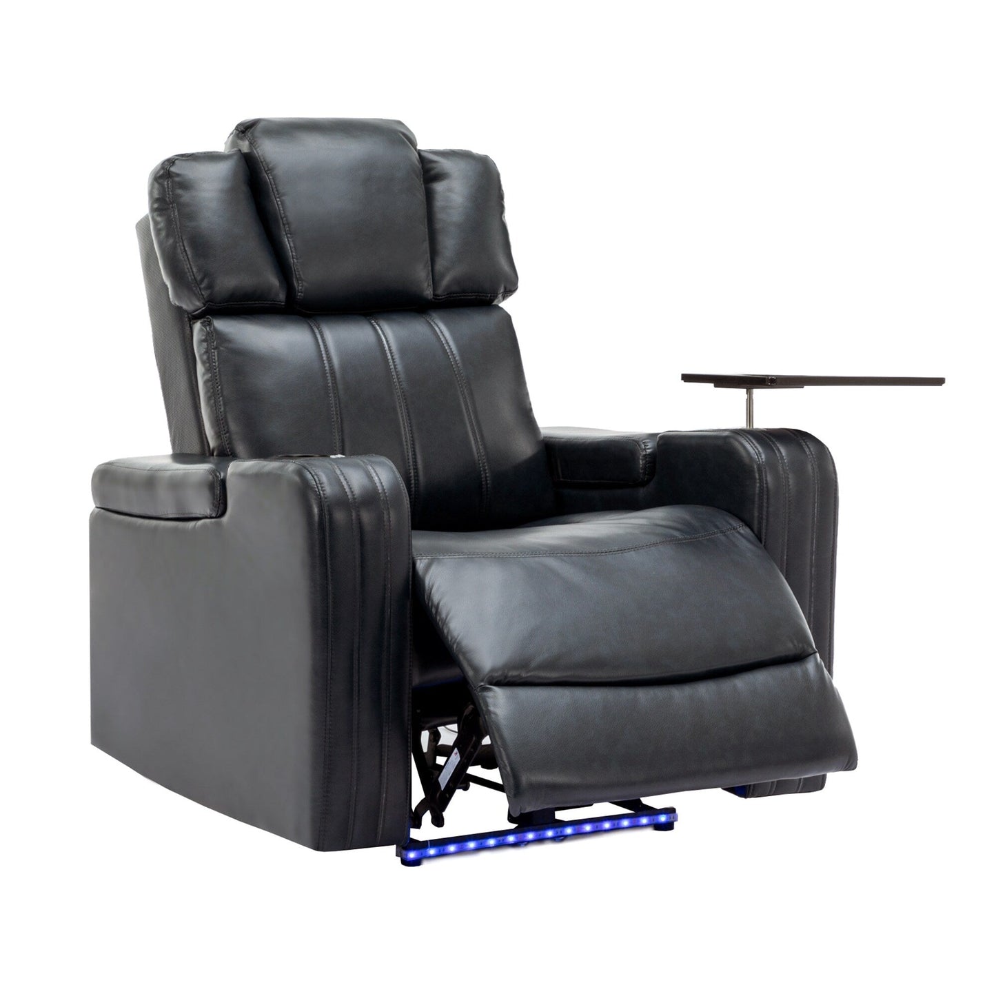 Fauteuil inclinable électrique en cuir synthétique, siège individuel, fauteuil inclinable pour home cinéma, avec porte-gobelet rafraîchissant, haut-parleur Bluetooth et lumières LED