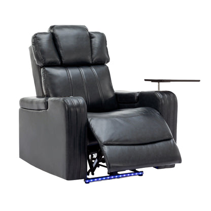 Fauteuil inclinable électrique en cuir synthétique, siège individuel, fauteuil inclinable pour home cinéma, avec porte-gobelet rafraîchissant, haut-parleur Bluetooth et lumières LED