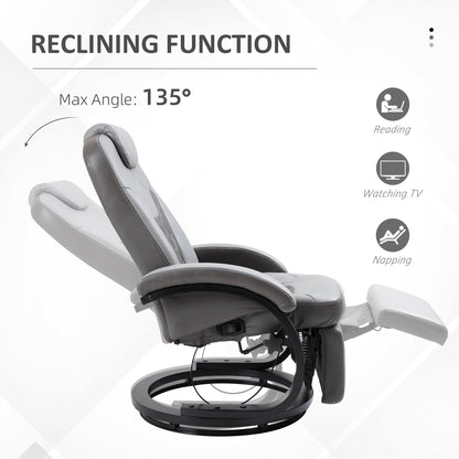 Fauteuil inclinable en similicuir avec coutures en losange, inclinaison à 135°, pivot à 360° et base robuste en acier et bois