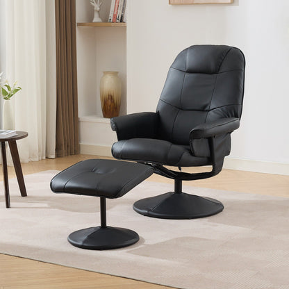 Fauteuil inclinable en cuir synthétique avec repose-pieds, pivotant à 360°, avec vibrations à 5 points, siège chauffant et dossier réglable à 140°