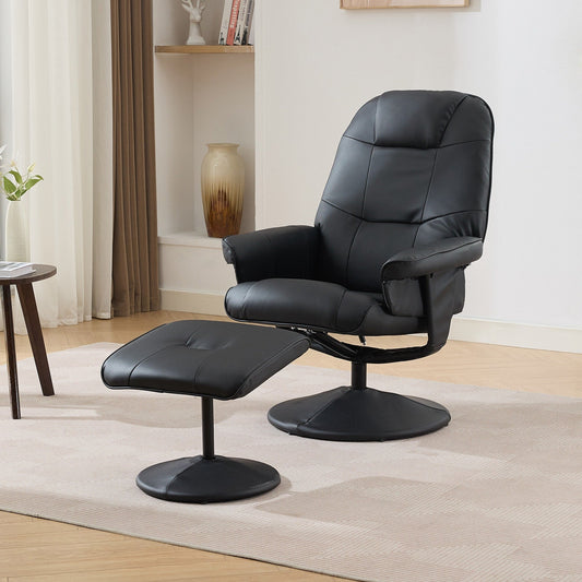 Fauteuil inclinable en cuir synthétique avec repose-pieds, pivotant à 360°, avec vibrations à 5 points, siège chauffant et dossier réglable à 140°