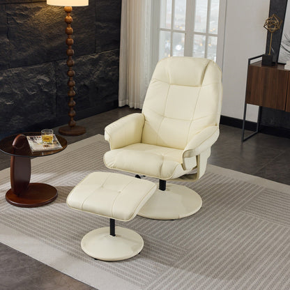 Fauteuil inclinable en cuir synthétique avec repose-pieds, pivotant à 360°, avec vibrations à 5 points, siège chauffant et dossier réglable à 140°
