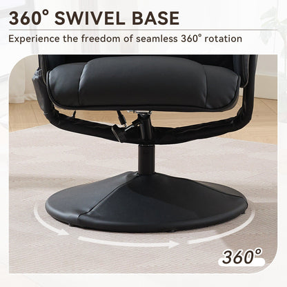 Fauteuil inclinable en cuir synthétique avec repose-pieds, pivotant à 360°, avec vibrations à 5 points, siège chauffant et dossier réglable à 140°