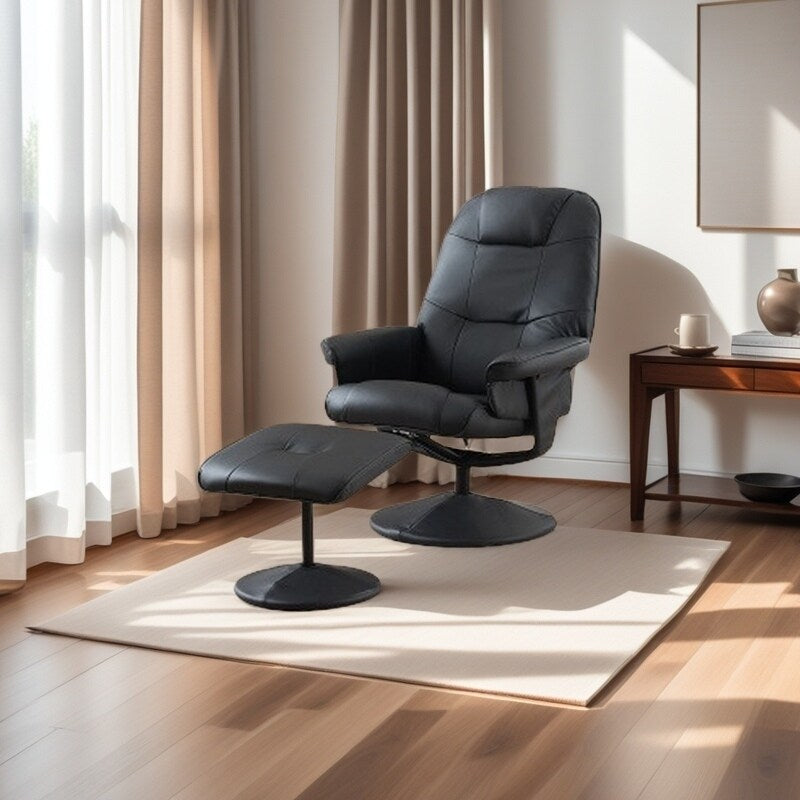Fauteuil inclinable en cuir synthétique avec repose-pieds, pivotant à 360°, avec vibrations à 5 points, siège chauffant et dossier réglable à 140°