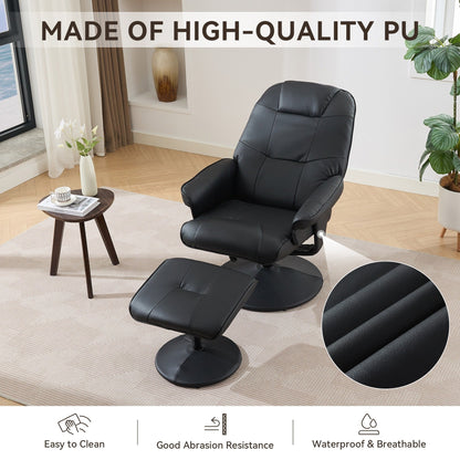 Fauteuil inclinable en cuir synthétique avec repose-pieds, pivotant à 360°, avec vibrations à 5 points, siège chauffant et dossier réglable à 140°