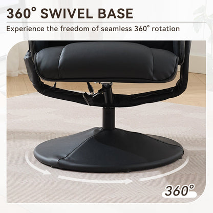 Fauteuil inclinable en cuir synthétique avec repose-pieds, pivotant à 360°, avec vibrations à 5 points, siège chauffant et dossier réglable à 140°