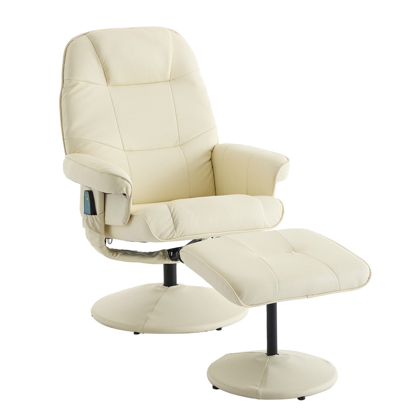 Fauteuil inclinable en cuir synthétique avec repose-pieds, pivotant à 360°, avec vibrations à 5 points, siège chauffant et dossier réglable à 140°