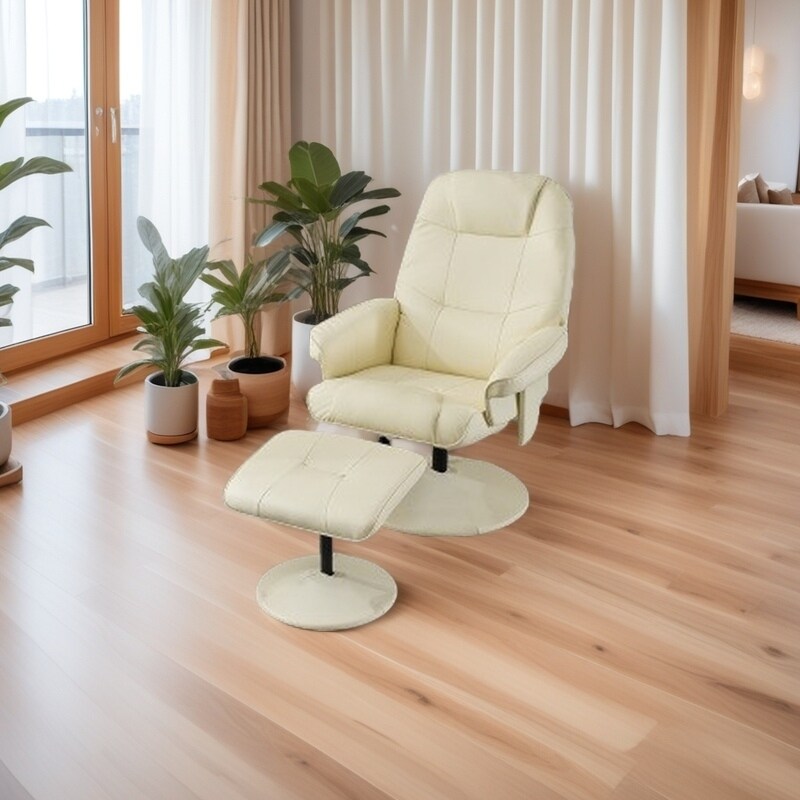 Fauteuil inclinable en cuir synthétique avec repose-pieds, pivotant à 360°, avec vibrations à 5 points, siège chauffant et dossier réglable à 140°