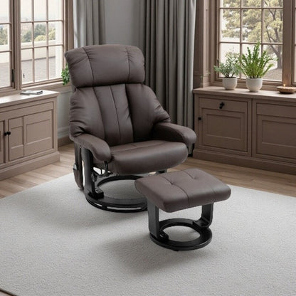 Fauteuil de massage inclinable en cuir synthétique avec repose-pieds, base pivotante à 360° et vibration télécommandée
