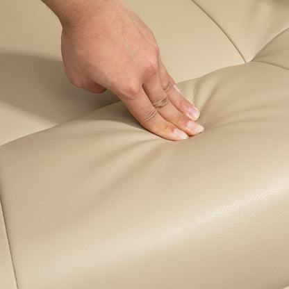 Fauteuil inclinable pivotant en cuir synthétique, fauteuil de salon manuel avec base en bois, dossier réglable et repose-pieds rétractable