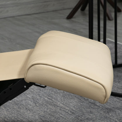 Fauteuil inclinable pivotant en similicuir avec base en bois, accoudoirs rembourrés et inclinaison manuelle