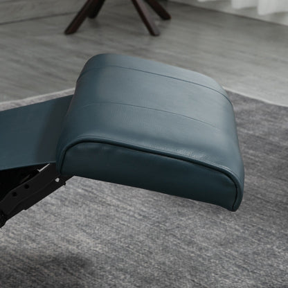 Fauteuil inclinable pivotant en similicuir avec base en bois, accoudoirs rembourrés et inclinaison manuelle