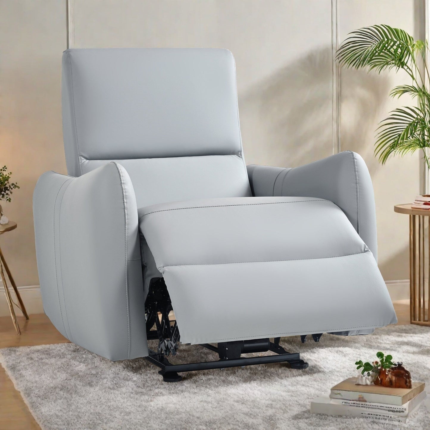 Fauteuil inclinable mural en cuir synthétique avec ports USB et Type-C, bouton d'alimentation inclinable et capacité de charge de 150 kg