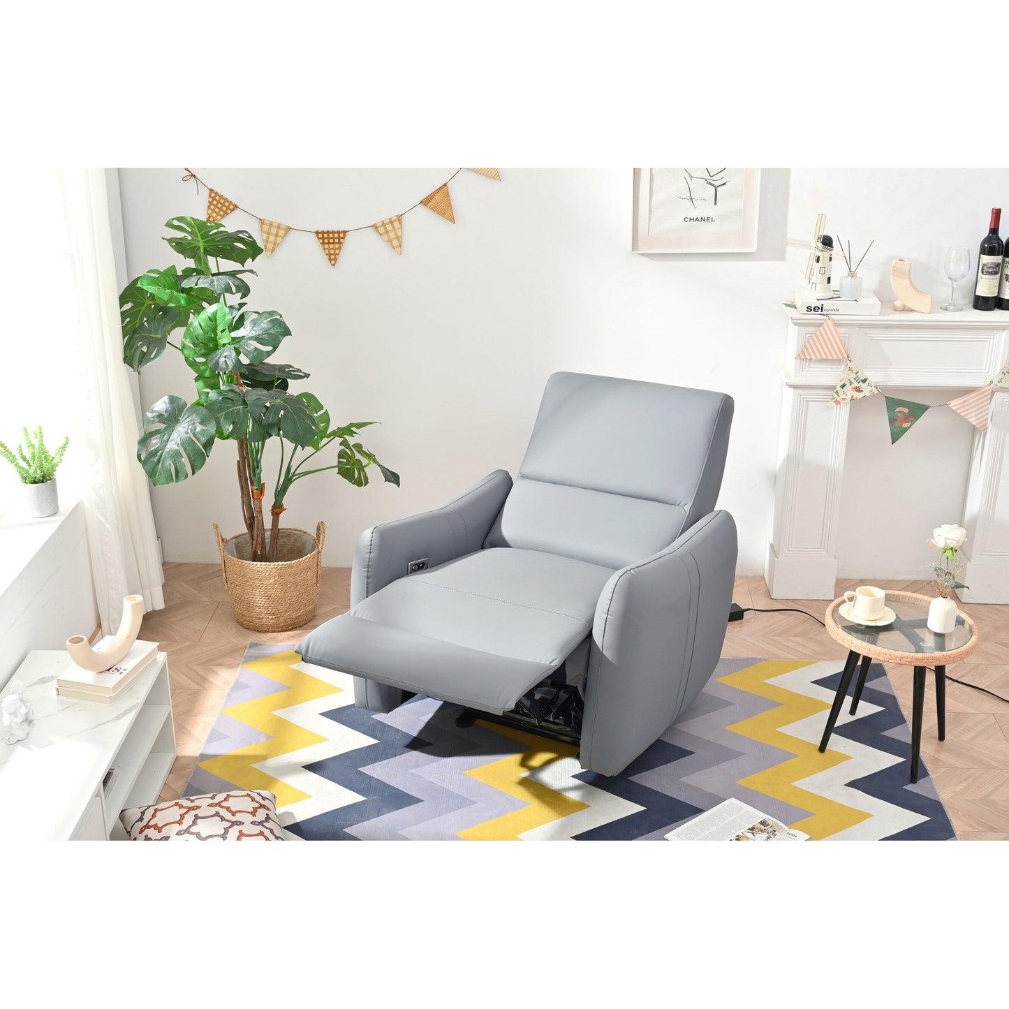 Fauteuil inclinable électrique en cuir PU avec port USB-C et capacité de charge de 150 kg