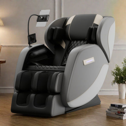Fauteuil de massage complet en cuir PU à gravité zéro avec rouleau pour les pieds, chauffage lombaire et haut-parleurs Bluetooth