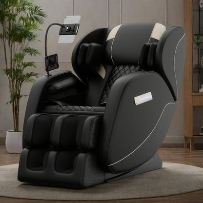 Fauteuil de massage complet en cuir PU à gravité zéro avec rouleau pour les pieds, chauffage lombaire et haut-parleurs Bluetooth