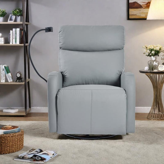 Fauteuil inclinable pivotant en polyuréthane avec rotation à 270°, inclinaison électrique de 95 à 160° et deux ports USB - Capacité de 150 kg
