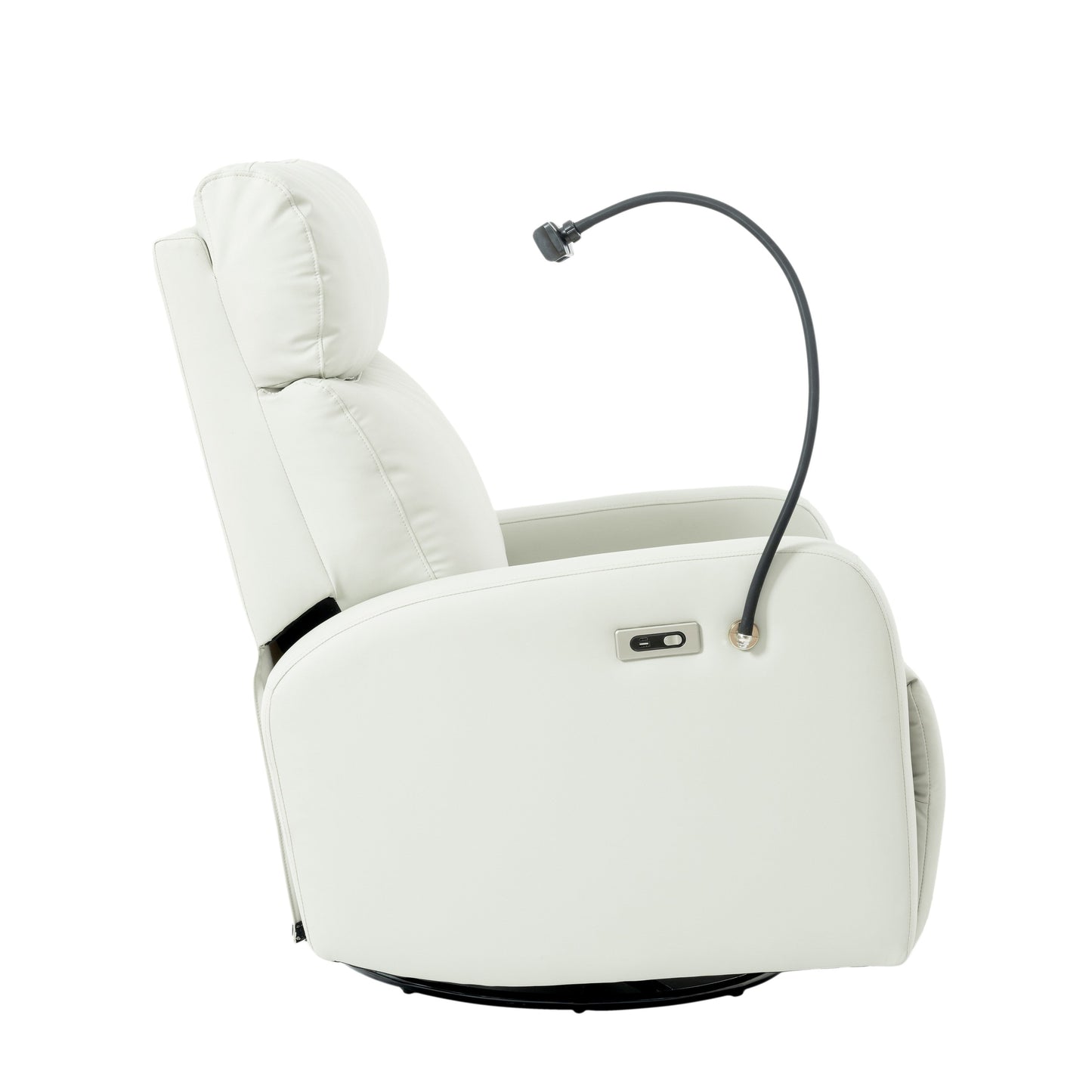 Fauteuil inclinable pivotant en polyuréthane avec rotation à 270°, inclinaison électrique de 95 à 160° et deux ports USB - Capacité de 150 kg