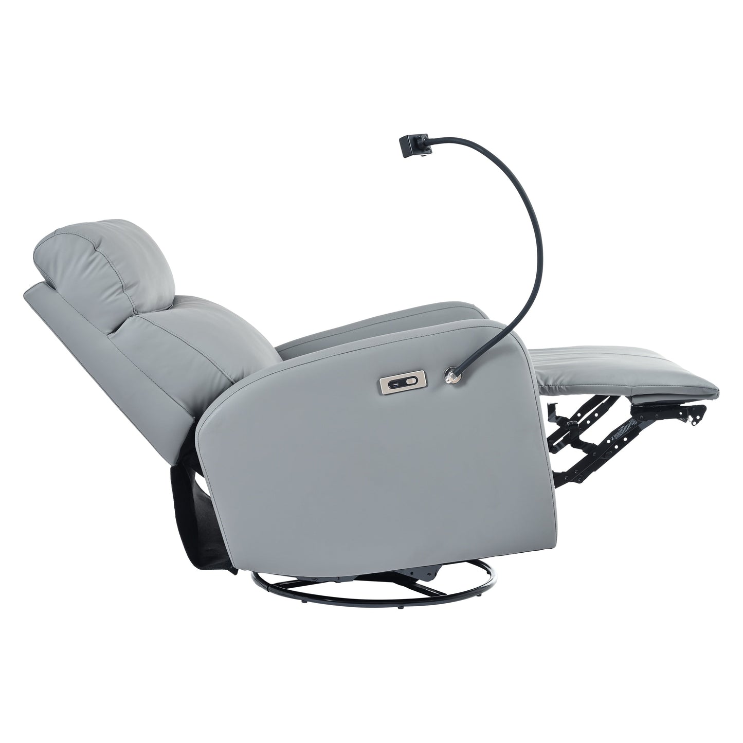 Fauteuil inclinable pivotant en polyuréthane avec rotation à 270°, inclinaison électrique de 95 à 160° et deux ports USB - Capacité de 150 kg