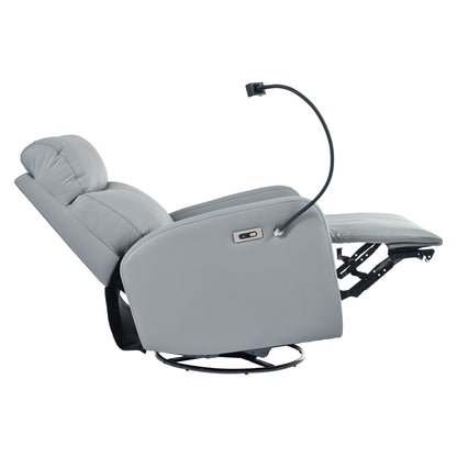 Fauteuil inclinable pivotant en polyuréthane avec rotation à 270°, inclinaison électrique de 95 à 160° et deux ports USB - Capacité de 150 kg