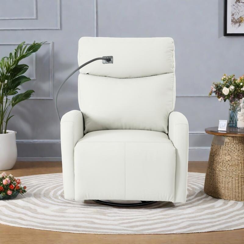 Fauteuil inclinable pivotant en polyuréthane avec rotation à 270°, inclinaison électrique de 95 à 160° et deux ports USB - Capacité de 150 kg