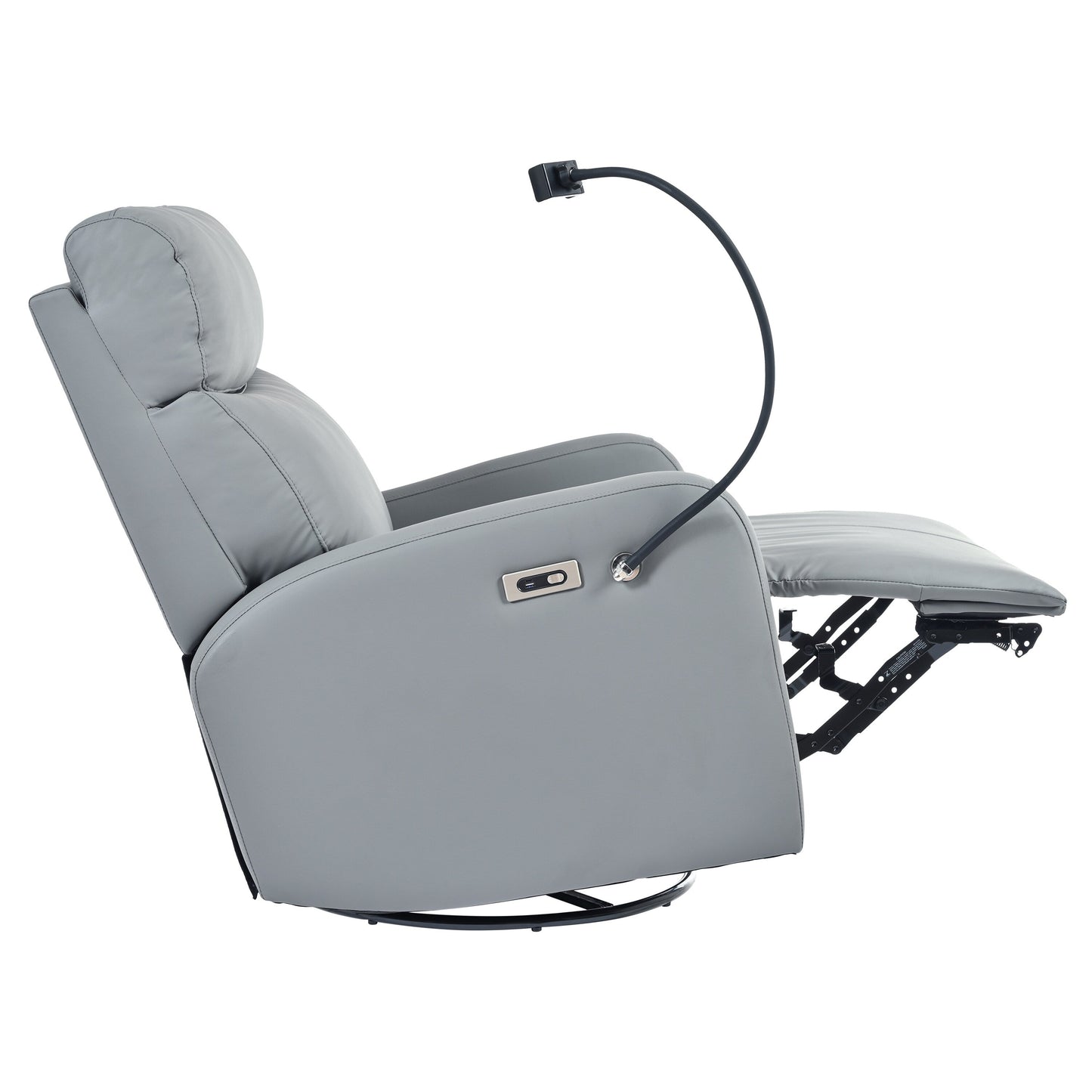Fauteuil inclinable pivotant en polyuréthane avec rotation à 270°, inclinaison électrique de 95 à 160° et deux ports USB - Capacité de 150 kg