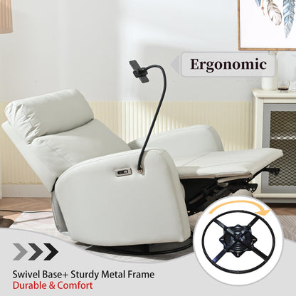 Fauteuil inclinable pivotant en polyuréthane avec rotation à 270°, inclinaison électrique de 95 à 160° et deux ports USB - Capacité de 150 kg