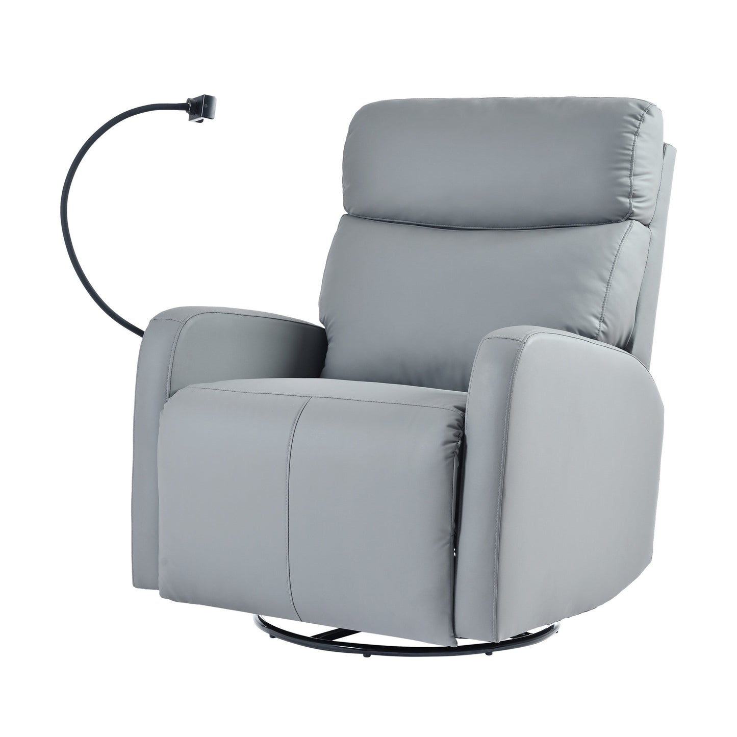 Fauteuil inclinable pivotant en polyuréthane avec rotation à 270°, inclinaison électrique de 95 à 160° et deux ports USB - Capacité de 150 kg