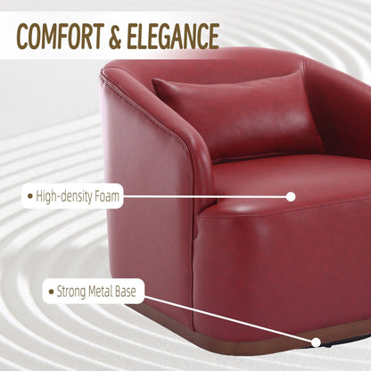 Fauteuil pivotant en polyuréthane, fauteuil club rotatif à 360 degrés pour salon ou salle à manger, fauteuil d'appoint confortable avec base en métal