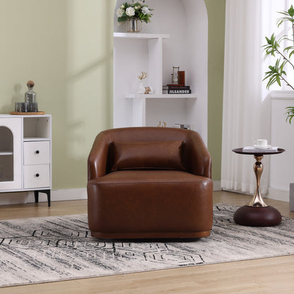 Fauteuil pivotant en polyuréthane, fauteuil club rotatif à 360 degrés pour salon ou salle à manger, fauteuil d'appoint confortable avec base en métal