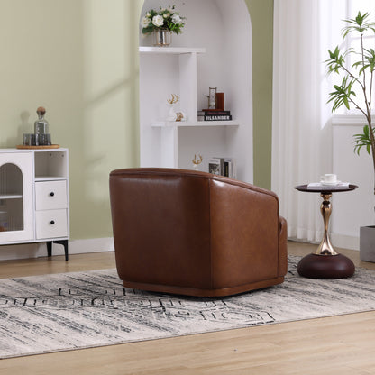 Fauteuil pivotant en polyuréthane, fauteuil club rotatif à 360 degrés pour salon ou salle à manger, fauteuil d'appoint confortable avec base en métal