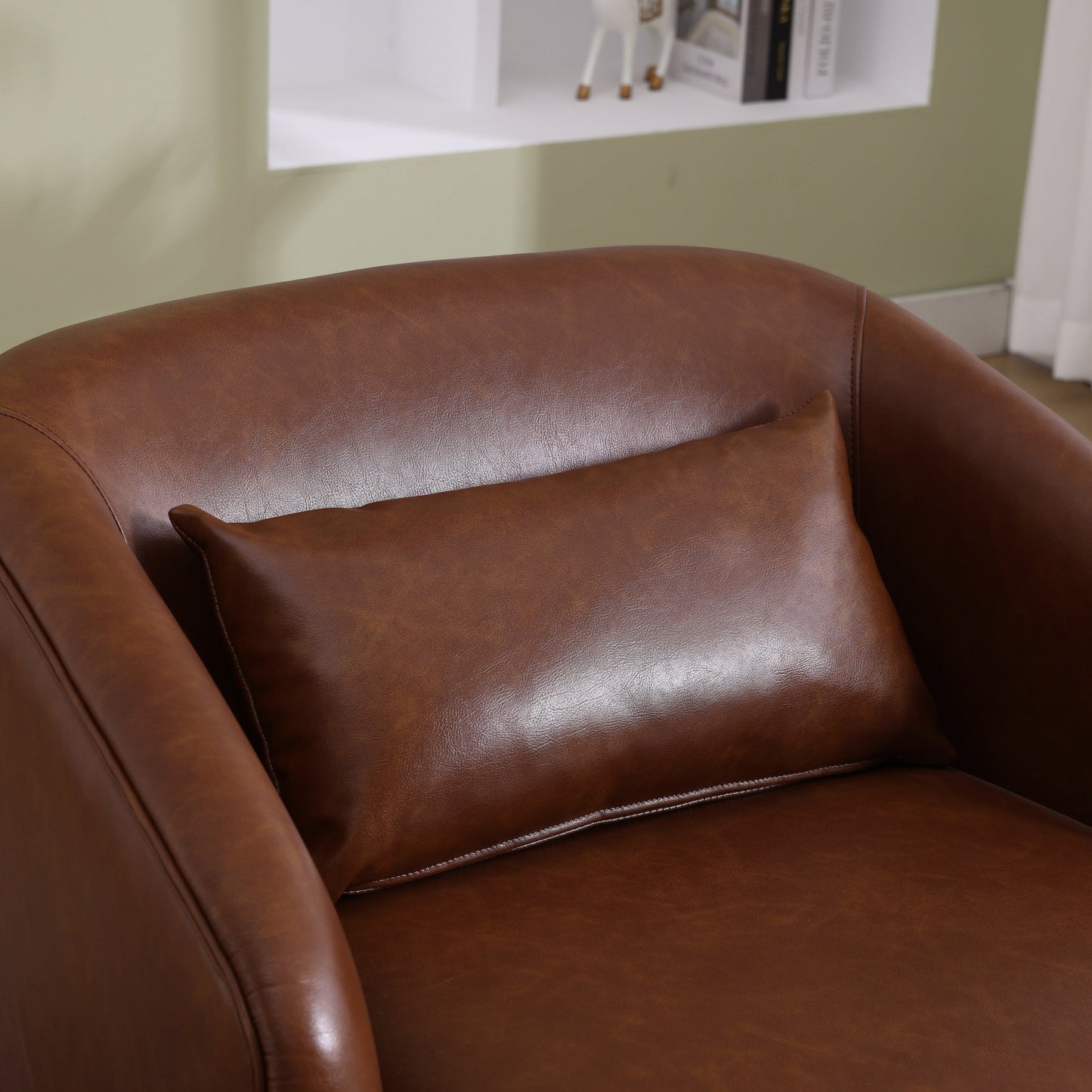 Fauteuil pivotant en polyuréthane, fauteuil club rotatif à 360 degrés pour salon ou salle à manger, fauteuil d'appoint confortable avec base en métal