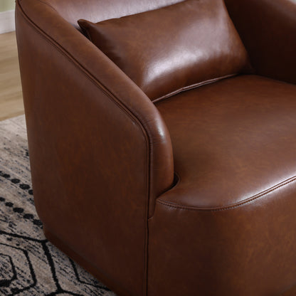 Fauteuil pivotant en polyuréthane, fauteuil club rotatif à 360 degrés pour salon ou salle à manger, fauteuil d'appoint confortable avec base en métal