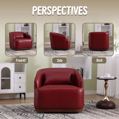 Fauteuil pivotant en polyuréthane, fauteuil club rotatif à 360 degrés pour salon ou salle à manger, fauteuil d'appoint confortable avec base en métal