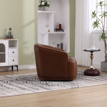 Fauteuil pivotant en polyuréthane, fauteuil club rotatif à 360 degrés pour salon ou salle à manger, fauteuil d'appoint confortable avec base en métal