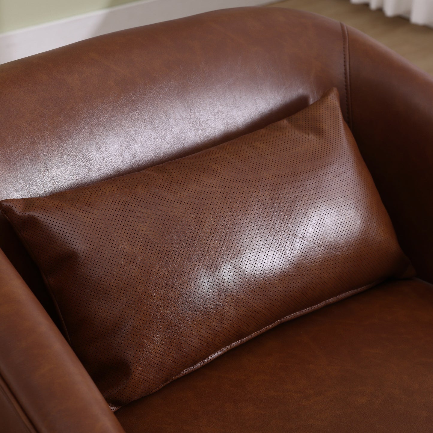 Fauteuil pivotant en polyuréthane, fauteuil club rotatif à 360 degrés pour salon ou salle à manger, fauteuil d'appoint confortable avec base en métal