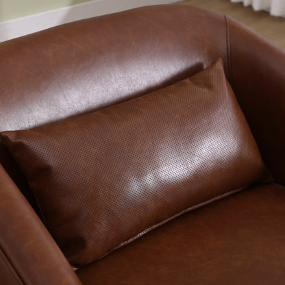 Fauteuil pivotant en polyuréthane, fauteuil club rotatif à 360 degrés pour salon ou salle à manger, fauteuil d'appoint confortable avec base en métal