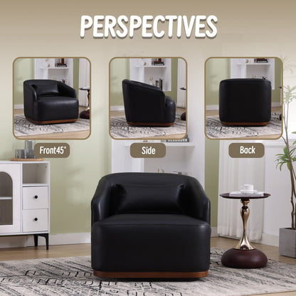 Fauteuil pivotant en polyuréthane, fauteuil club rotatif à 360 degrés pour salon ou salle à manger, fauteuil d'appoint confortable avec base en métal