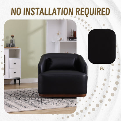 Fauteuil pivotant en polyuréthane, fauteuil club rotatif à 360 degrés pour salon ou salle à manger, fauteuil d'appoint confortable avec base en métal