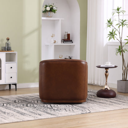 Fauteuil pivotant en polyuréthane, fauteuil club rotatif à 360 degrés pour salon ou salle à manger, fauteuil d'appoint confortable avec base en métal