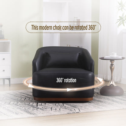 Fauteuil pivotant en polyuréthane, fauteuil club rotatif à 360 degrés pour salon ou salle à manger, fauteuil d'appoint confortable avec base en métal