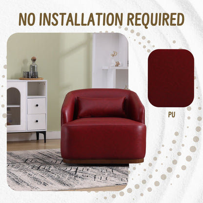 Fauteuil pivotant en polyuréthane, fauteuil club rotatif à 360 degrés pour salon ou salle à manger, fauteuil d'appoint confortable avec base en métal