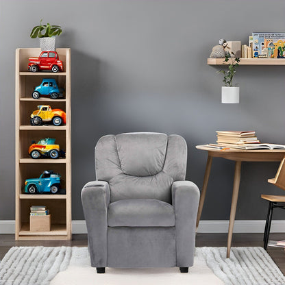 Fauteuil inclinable en PVC pour enfants avec fonction d'inclinaison par poussée, porte-gobelet et repose-pieds confortable