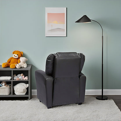 Fauteuil inclinable en PVC pour enfants avec fonction d'inclinaison par poussée, porte-gobelet et repose-pieds confortable