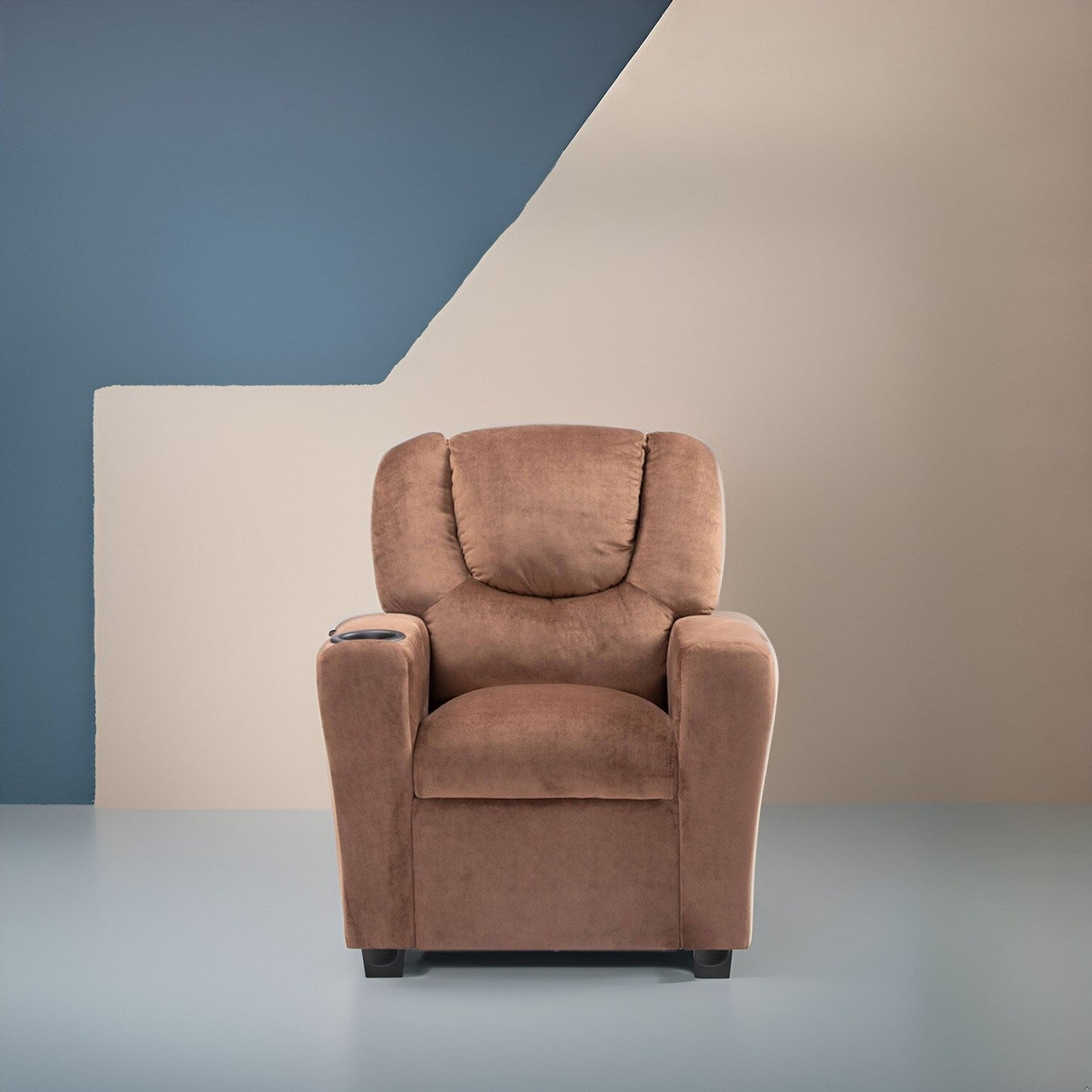 Fauteuil inclinable en PVC pour enfants avec fonction d'inclinaison par poussée, porte-gobelet et repose-pieds confortable