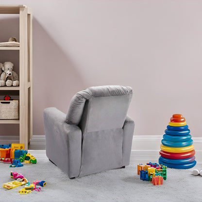 Fauteuil inclinable en PVC pour enfants avec fonction d'inclinaison par poussée, porte-gobelet et repose-pieds confortable