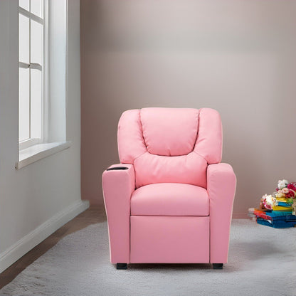 Fauteuil inclinable en PVC pour enfants avec fonction d'inclinaison par poussée, porte-gobelet et repose-pieds confortable