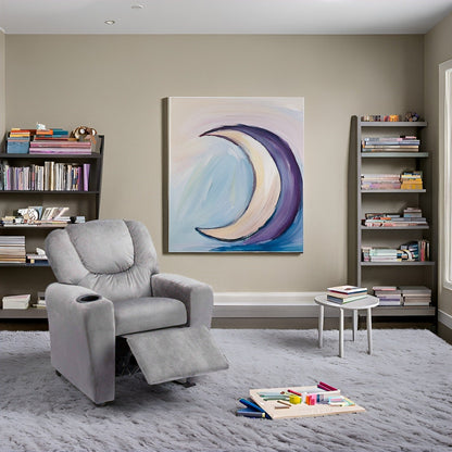 Fauteuil inclinable en PVC pour enfants avec fonction d'inclinaison par poussée, porte-gobelet et repose-pieds confortable